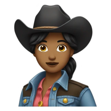 cowgirl straight black hair sticker