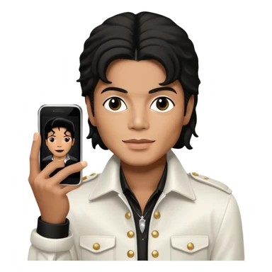 Michael Jackson holding an LG sticker