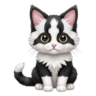 a sitting black and white and rad kitten sticker