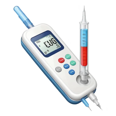 insulina e medidor de glicose e seringa com agulha sticker