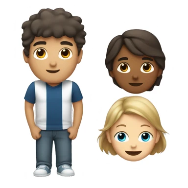 one white older brother with dark hair, one little brother with light hair one tanned sister with brown hair sticker