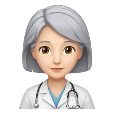 nurse with grey hair no hat sticker