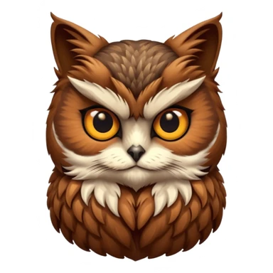 Brown cat head owl body sticker