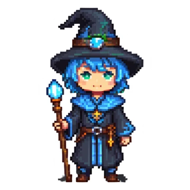 chibi mage character with staff and hat sticker