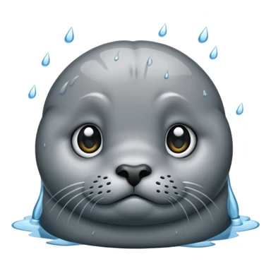 Sad seal in the rain sticker