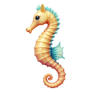 Cinematic Noble Sea Horse Portrait Emoji, Poised and enchanting, with a delicate, slender body in soft pastel hues, a gracefully curled tail and large, expressive eyes radiating gentle wonder, Simplified yet charmingly cute features, highly detailed, glowing with a soft, magical aquatic luminescence, high shine, intelligent and endearing, stylized with an air of whimsical marine grace, focused and poised, soft glowing outline, capturing the essence of a watchful and confident seahorse that appears ready to drift out of the screen with delightful charm! sticker