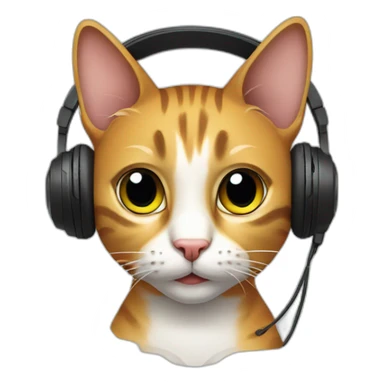 Cat wearing a gaming headset sticker