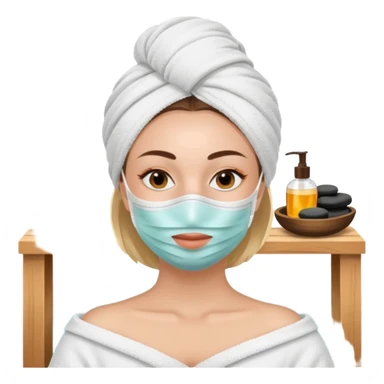 Lady with face mask spa beauty full face relaxing sticker