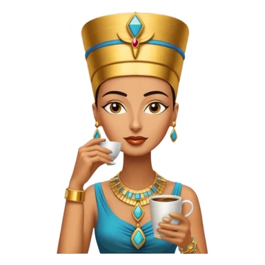 Nefertiti egypt woman drink coffee sticker