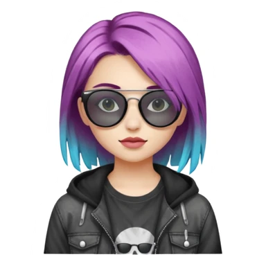stylish teen girl wearing shades and dyed her hair, grunge outfit sticker