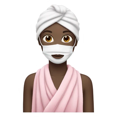 Pale girl with pink face mask in a pink towel with dark brown hair  sticker