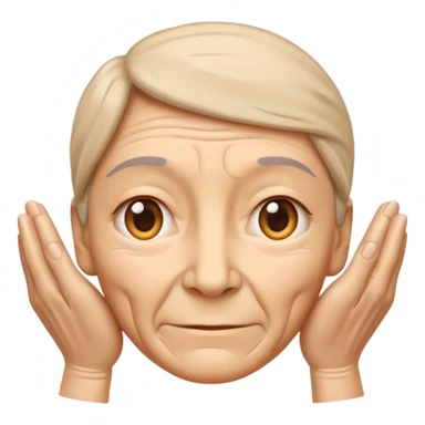 Simple emoji of a face with wrinkles being smoothed by hands, both hands gently stretching the skin, wrinkles visible on one part and smooth skin on the other, clear wrinkle-reducing effect, simple and easy-to-understand icon, no beauty or medical elements

 sticker