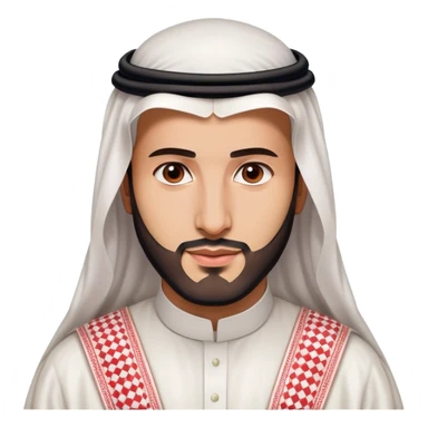 Mohammed bin Salman portrait, young Saudi leader with slight beard wearing formal Saudi thobe and ghutra sticker