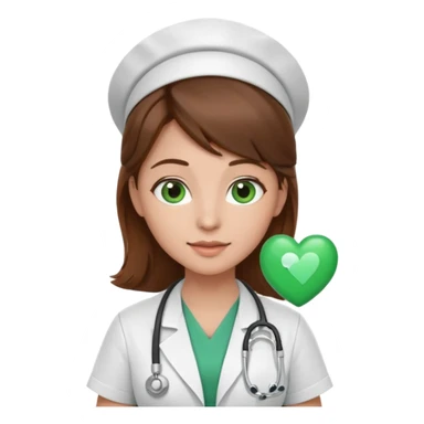 Brown hair Nurse with green heart surround her  sticker