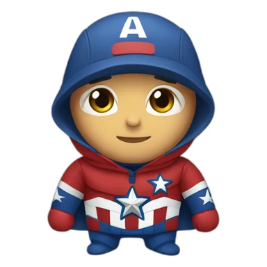 Captan America wears a Sweatshirt with the word Sude on it sticker