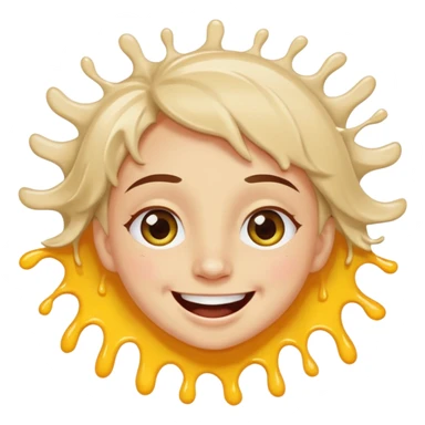 A joyful face with wide eyes and a big smile, tears of laughter flowing. The face radiates positive energy, surrounded by vibrant splashes in dynamic brush strokes. sticker