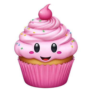 smiley cupcake with pink frosting sticker