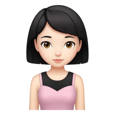 cute girl with short black hair, wearing a black top and light pink skirt sticker