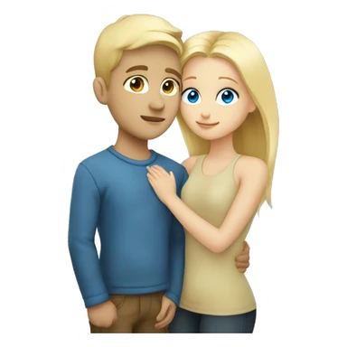blonde girl cuddling with blonde boy blue eyed sticker