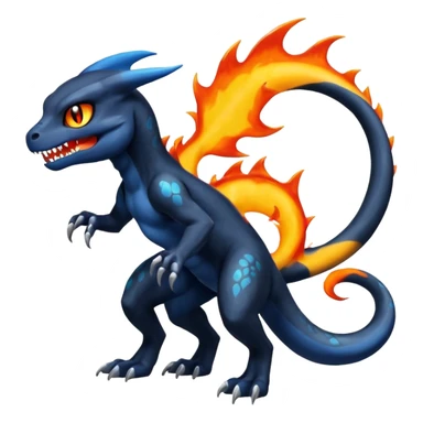 Shiny Duskull-Salandit-Umbreon-Charmeleon-Fakémon-hybrid-creature (full body)  sticker