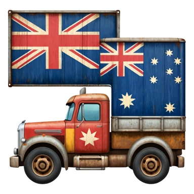 Old Mack truck with Australian flag  on door sticker