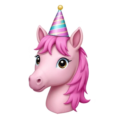 pink pony with a party hat, cheerful and cute sticker