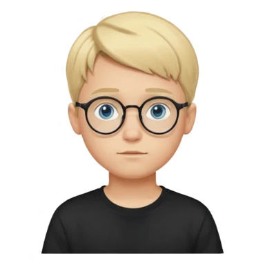 Blonde teen boy with medium short middle parted hair,blue eyes, round Glasses looking judging to the Side sticker
