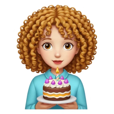 Curly haired girl with a cake sticker