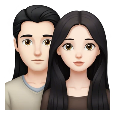 beautiful pale brunette girl with long hair and pale man with black hair and gray eyes sticker