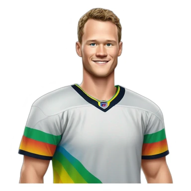 Jonathan Toews as rainbow beach bum sticker