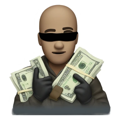 robber with bag of cash sticker