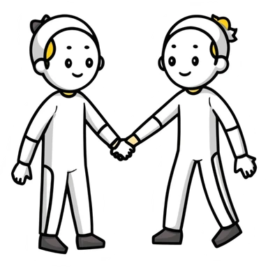anxious and avoidant attachment styles finding middle ground during conflict, one person taking a pause but holding hands to show connection, the other respecting need for processing time sticker