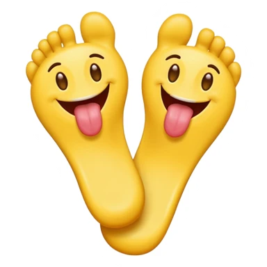emoji with tounge sticking out and feet sticker