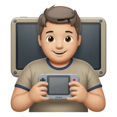 fat boy playing game boy sticker