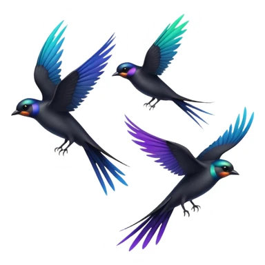 3 Black swallow flying sticker