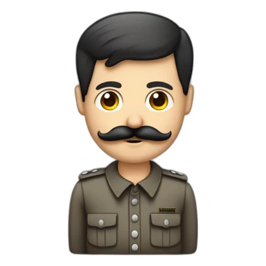 Hitler Homme cheveux noirs plaqué sur le côté moustache carré en chemise sticker