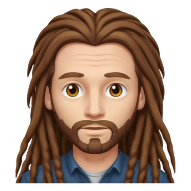 white Man with long brown dreadlocks sticker