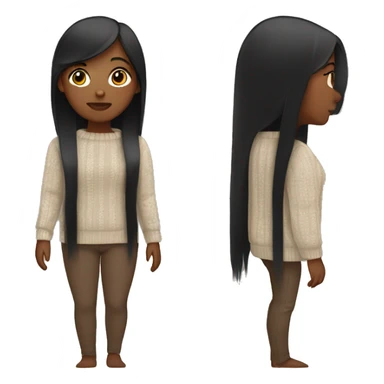 Brown skin girl with straight black hair wearing sweater sticker