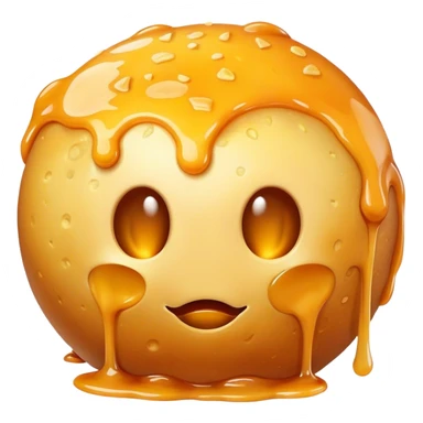 Melting fried cheese circle ball sticker