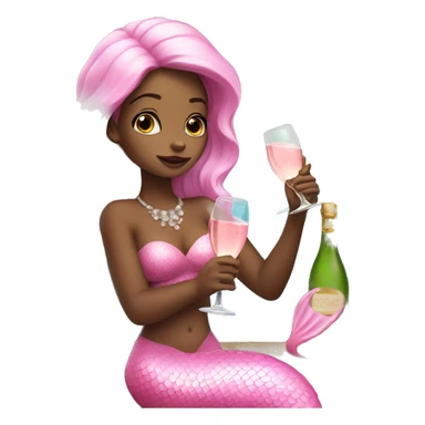 mermaid drinking champagne dressed in pink sticker