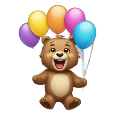 happy bear with balloons  sticker