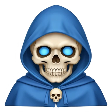 skull wearing blue hood and cloak sticker