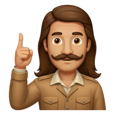 Man with long hair and mustache holding a thumbs up  sticker