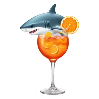 shark holding an aperol spritz sticker