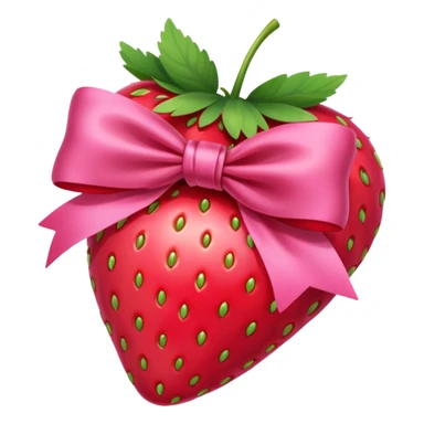 A strawberry with a bow   pink no face sticker