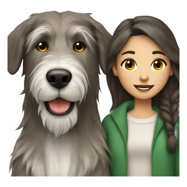Dark Brown hair girl and an Irish wolfhound dog sticker