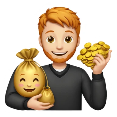 ginger emoji holding bag of gold  sticker