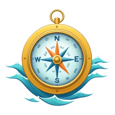 Adventure Finder
A minimal emoji-style compass with ocean waves in the background, representing adventure and exploration. Flat design, bright colors, soft shadows, white background. sticker