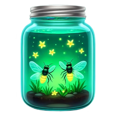 Two fireflies in a glass jar sticker
