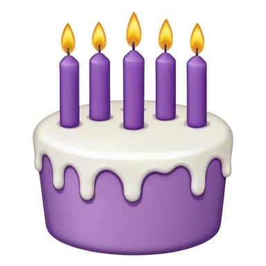 Purple Birthday cake with white icing and candles smiling sticker